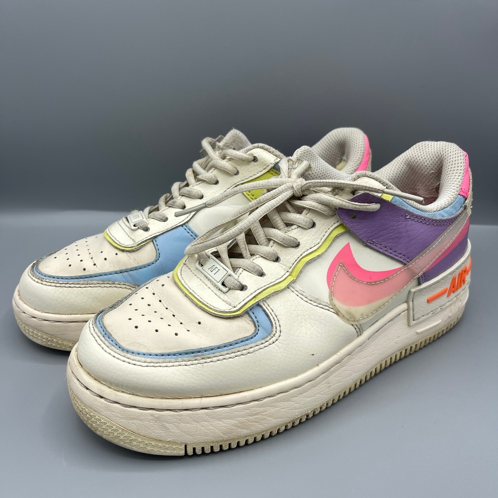 Nike Air‎ Force 1 Shadow Women's Size 8 Shoes White Pink Purple Blue Yellow